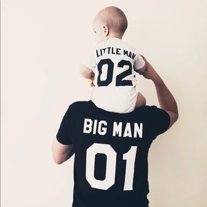 Father and son matching shirts